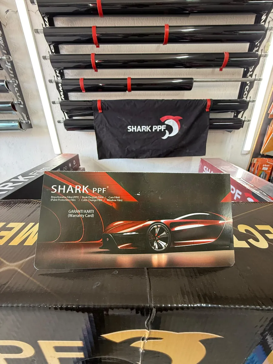 Shark PPF ürün kutusu ve garanti kartı, Duran Oto Cam ana bayi